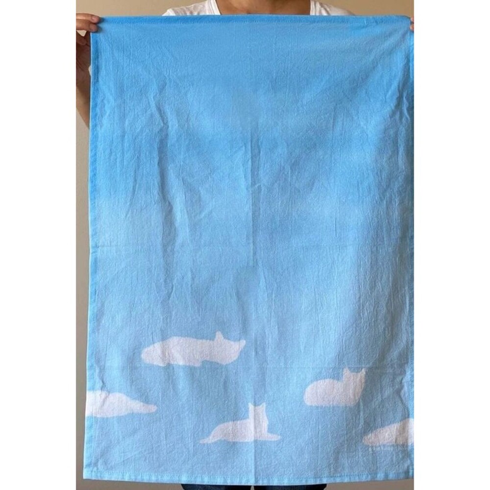 Quietude Studio Cat Shaped Clouds Tea Towel Home Decor